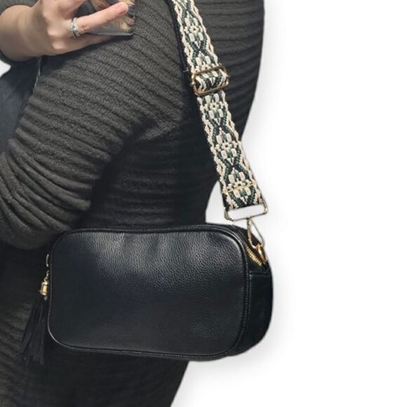 "The Sunday Bruncher" Black Russian Camera Style Crossbody Bag - Picture 1 of 16